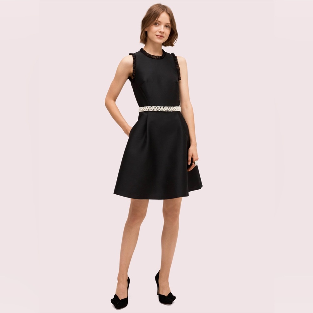 kate spade Black Sleeveless Mini Dress with White Braided Belt